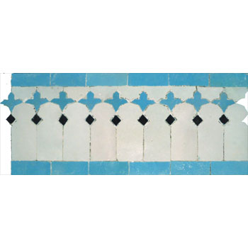 Mosaic House Moroccan tile Zanar LG 1-23-6 White Turquoise Black  zellige, mosaic, zellij, border, glaze, traditional, classic 